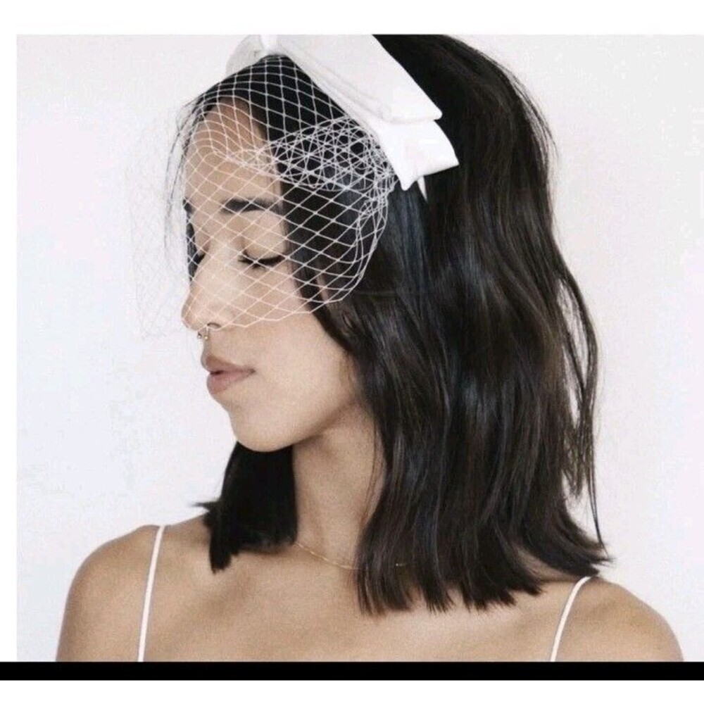 Kristin Ess Hair Veil Headband Bright White Vintage Inspired Bride Bridal New